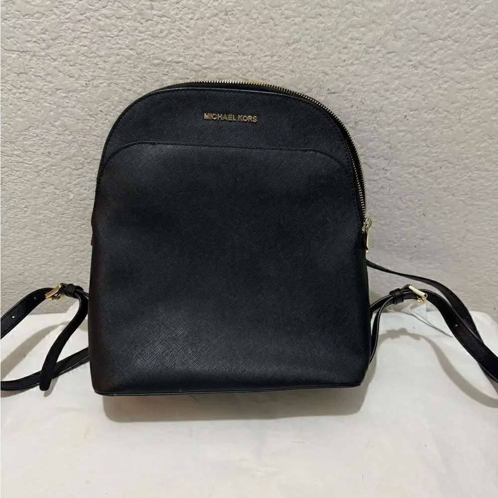 Michael Kors saffiano Black Emmy Leather Backpack